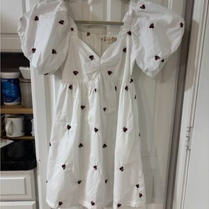 Altar'd State White Dress with Red Floral Embroidery